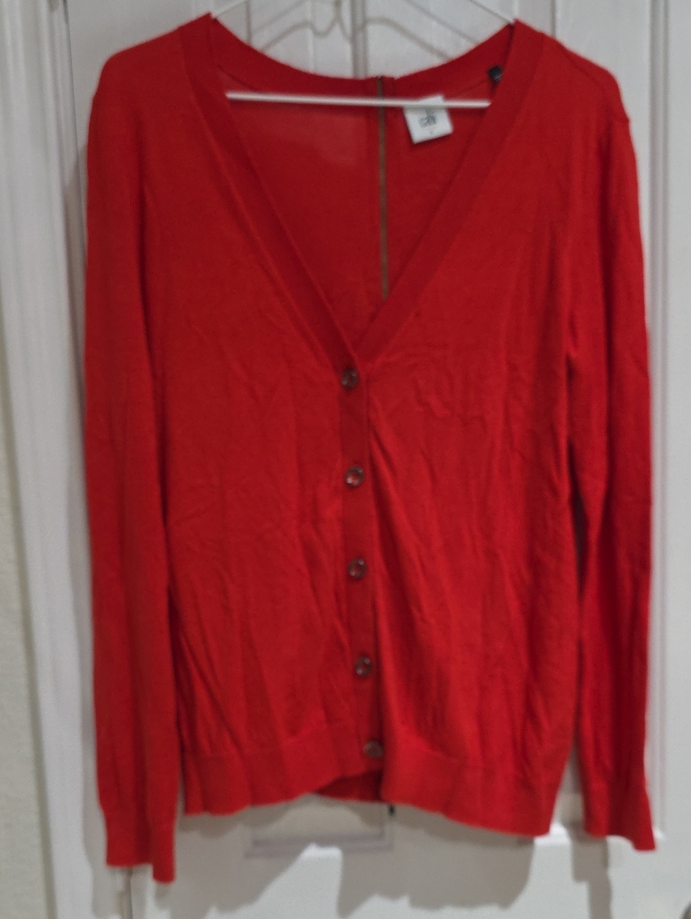 Cabi Red V-Neck Button Cardigan